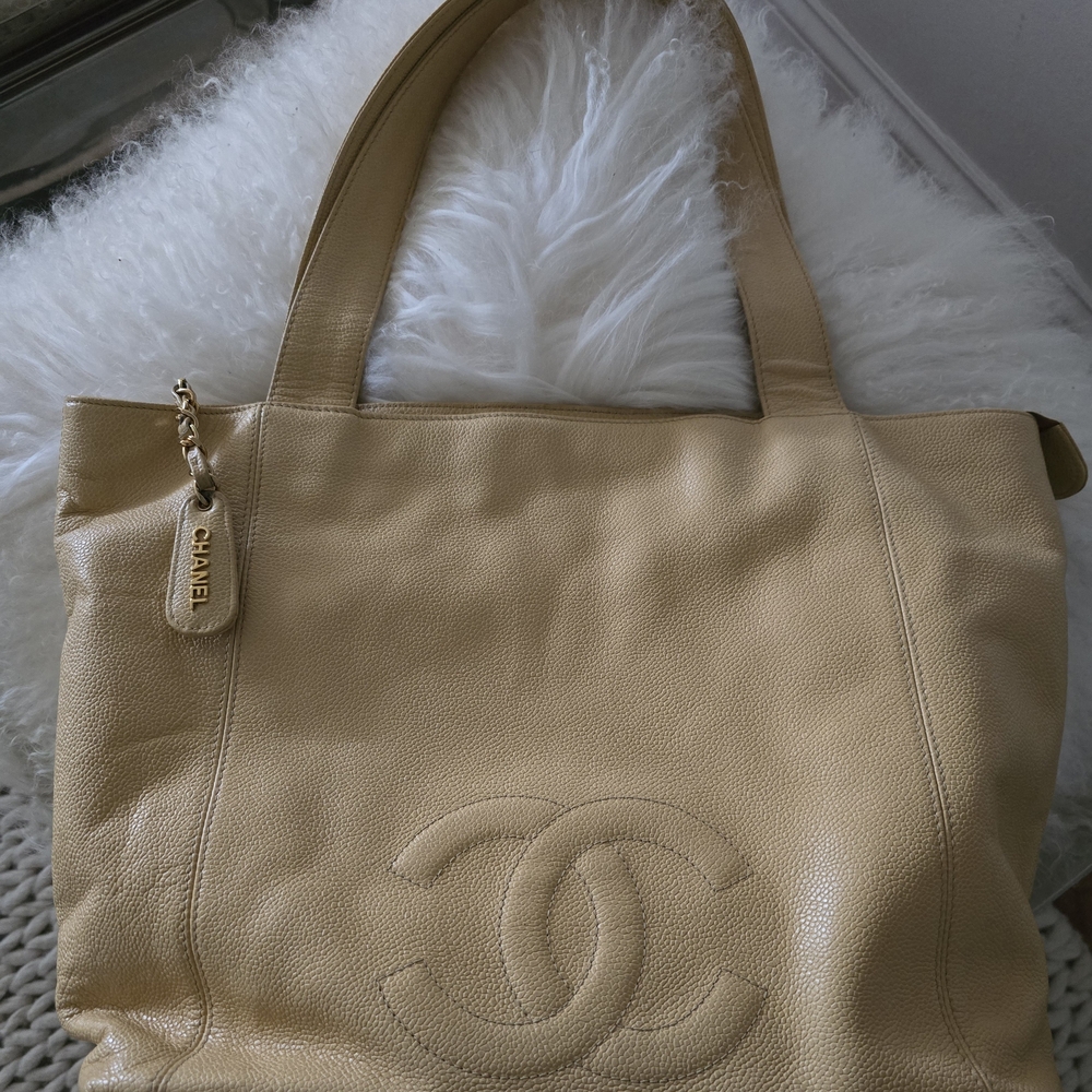 Chanel Tan Leather Tote Bag